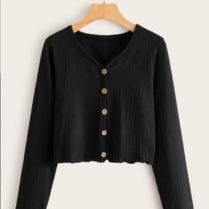 Black button-front top